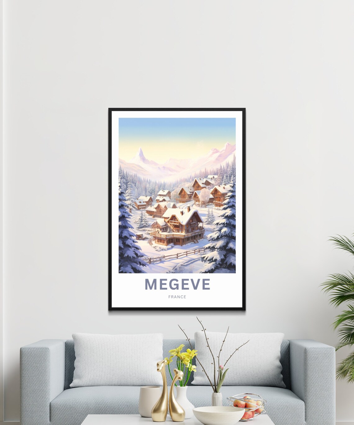 Megeve France Winter Alpine Village Travel Poster Snowy Ski Decor Art - Image 3