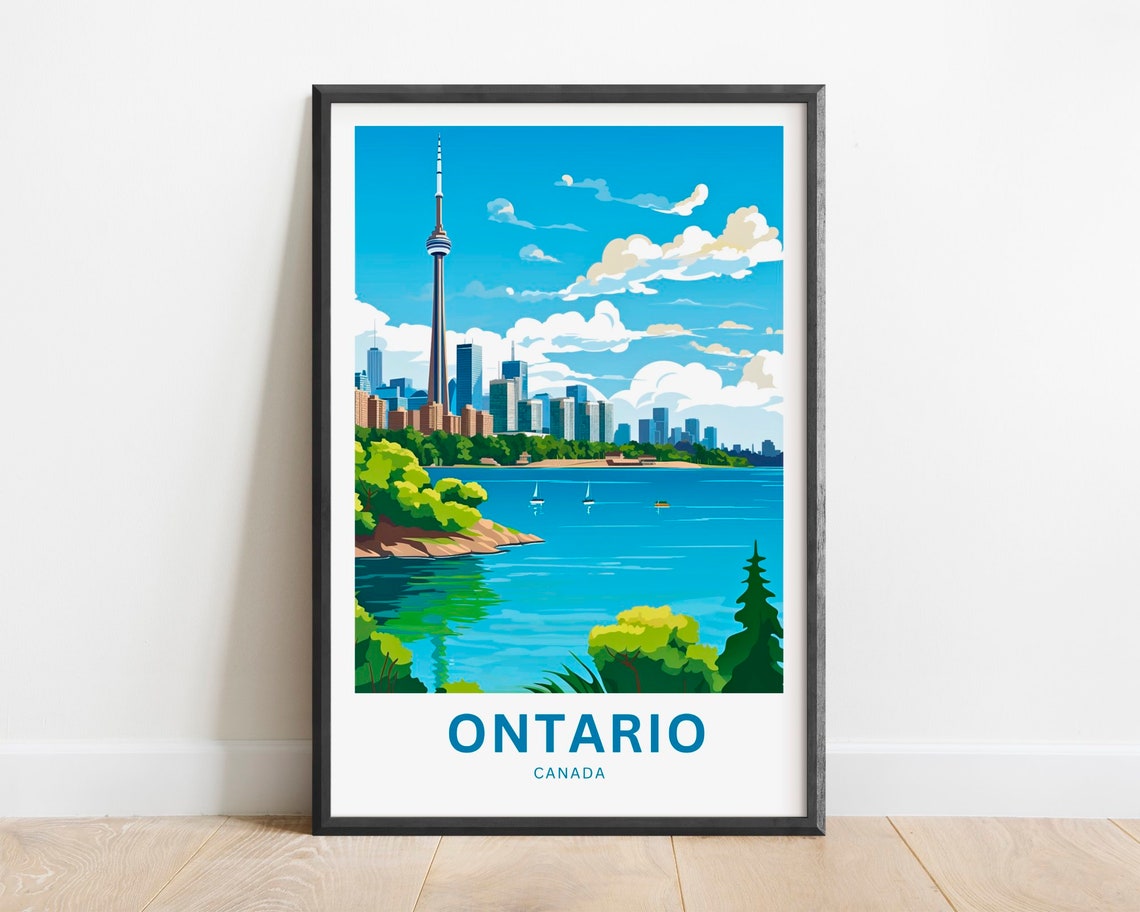 Ontario Canada Toronto CN Tower Harbor Sailboats Travel Poster