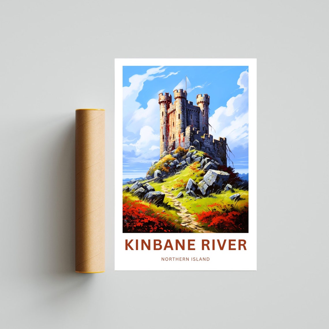 Personalized Kinbane River Castle Custom Text Ireland Poster - Image 4