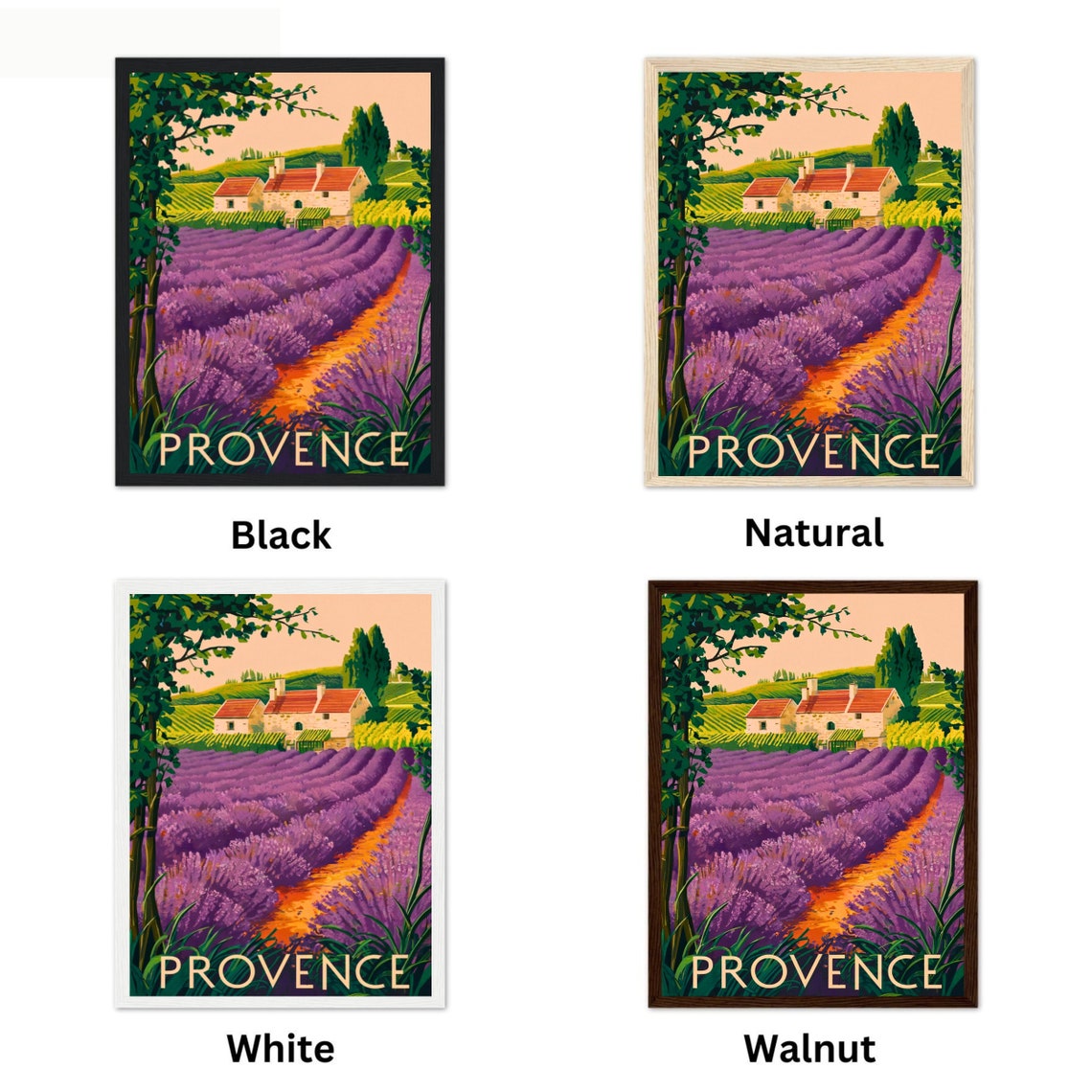 Provence Lavender Fields Farmhouse Sunset Countryside Poster - Image 2