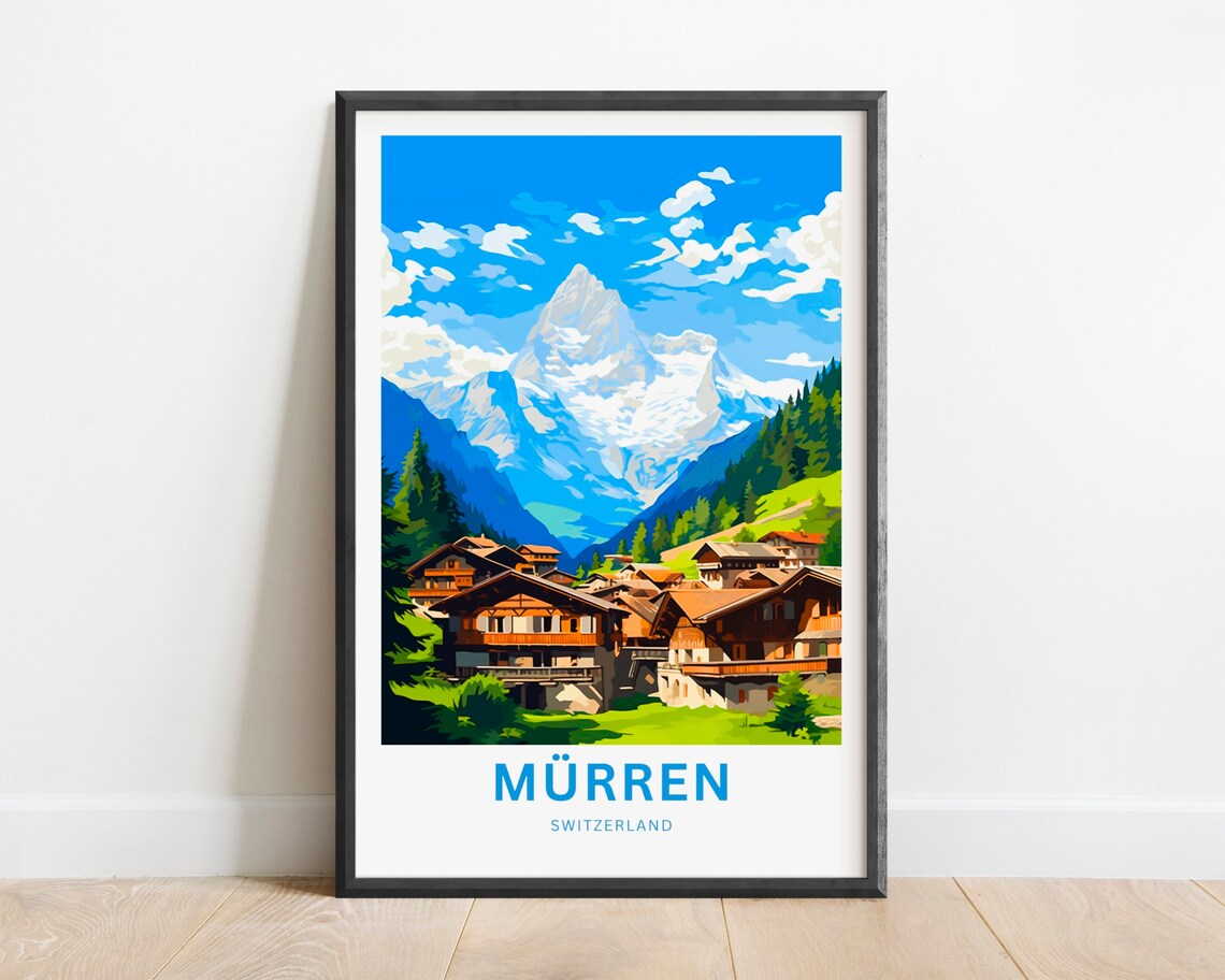 Murren Switzerland Alpine Village Mountain Vista Travel Poster