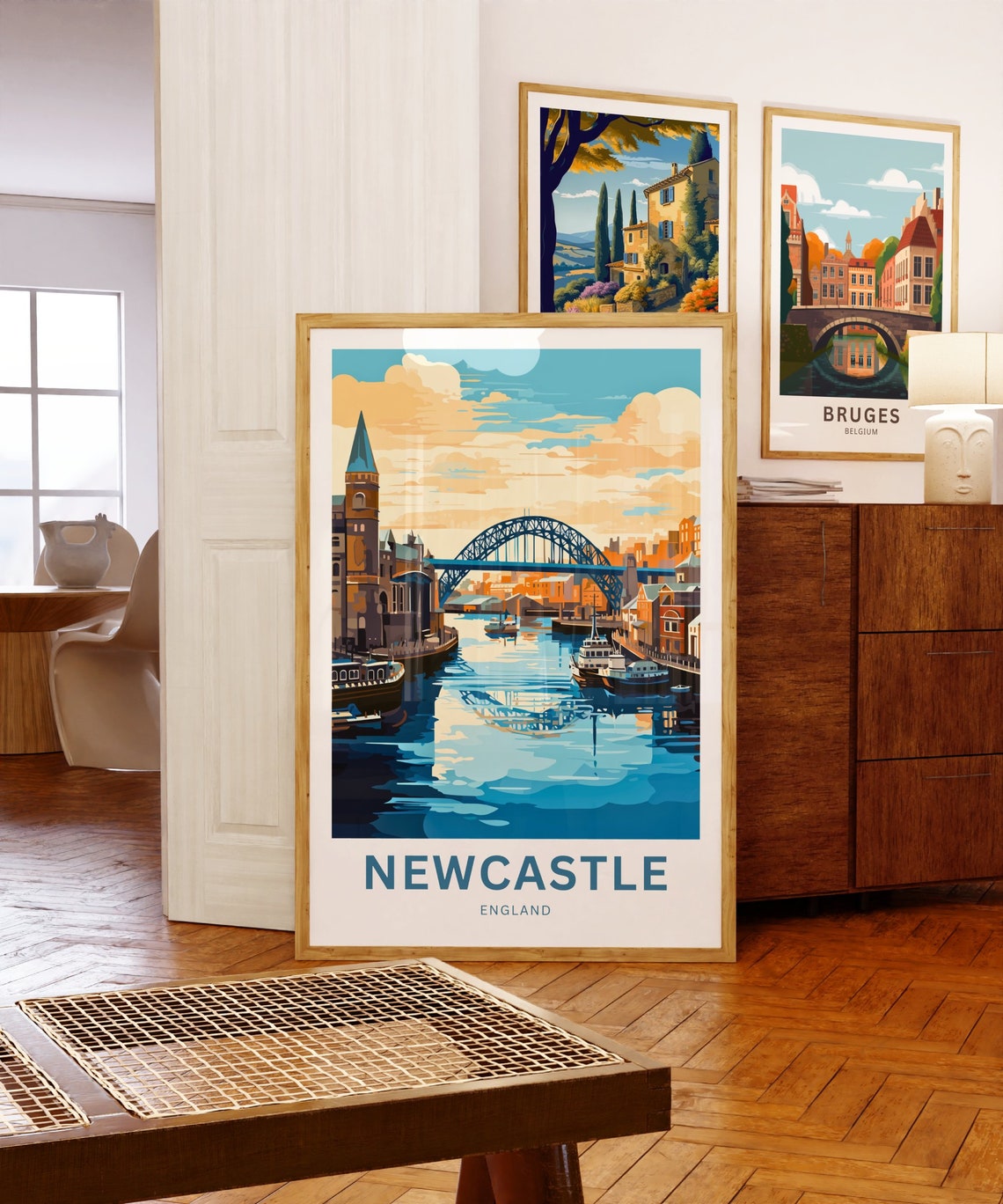 Newcastle England Quayside Tyne Bridge Sunset River View Poster - Image 5
