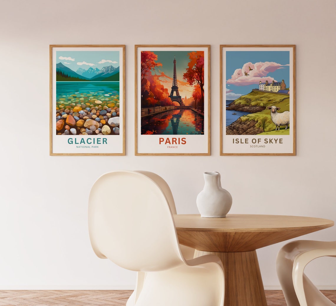 Paris France Eiffel Tower Autumn Canal Reflection Travel Poster - Image 4