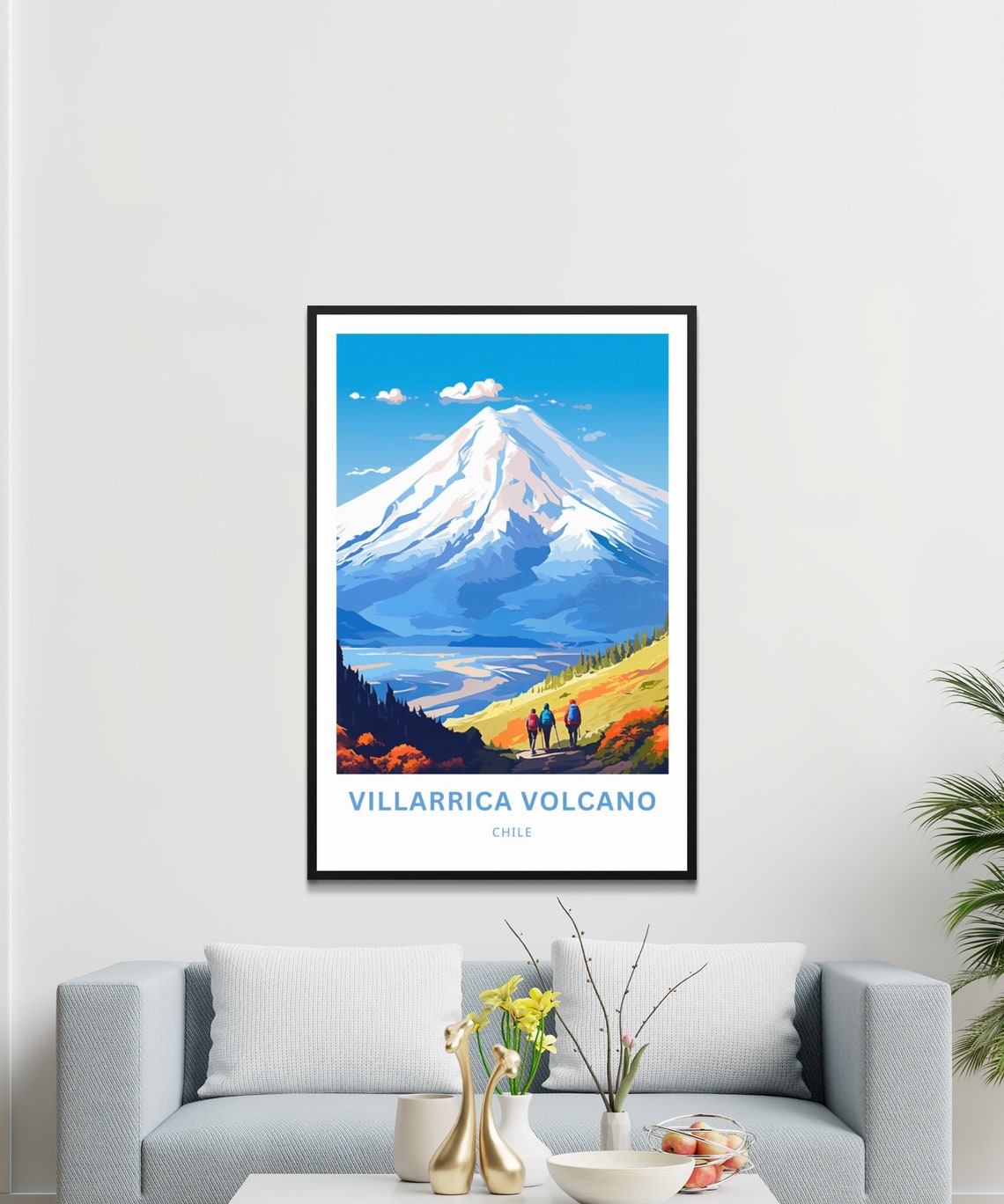 Villarrica Volcano Chile Snowcapped Summit Hikers Trail Vista Poster - Image 3