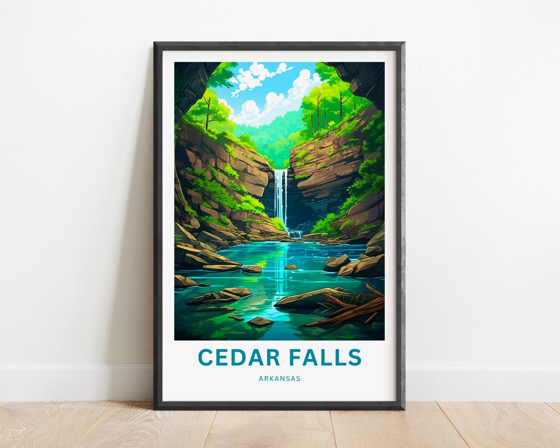 Cedar Falls Arkansas Canyon Waterfall Emerald Pool Travel Poster