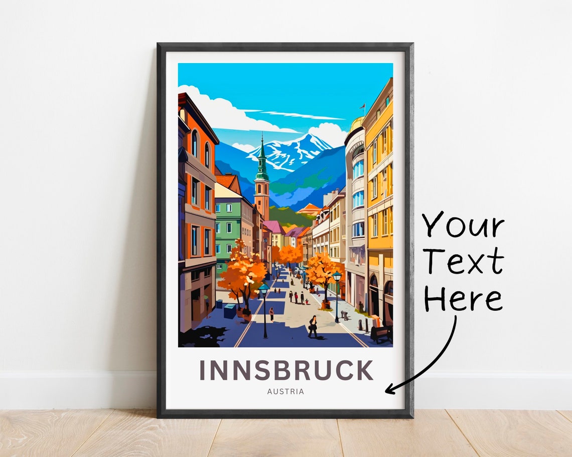 Innsbruck Austria Old Town Street Mountain View Custom Travel Poster