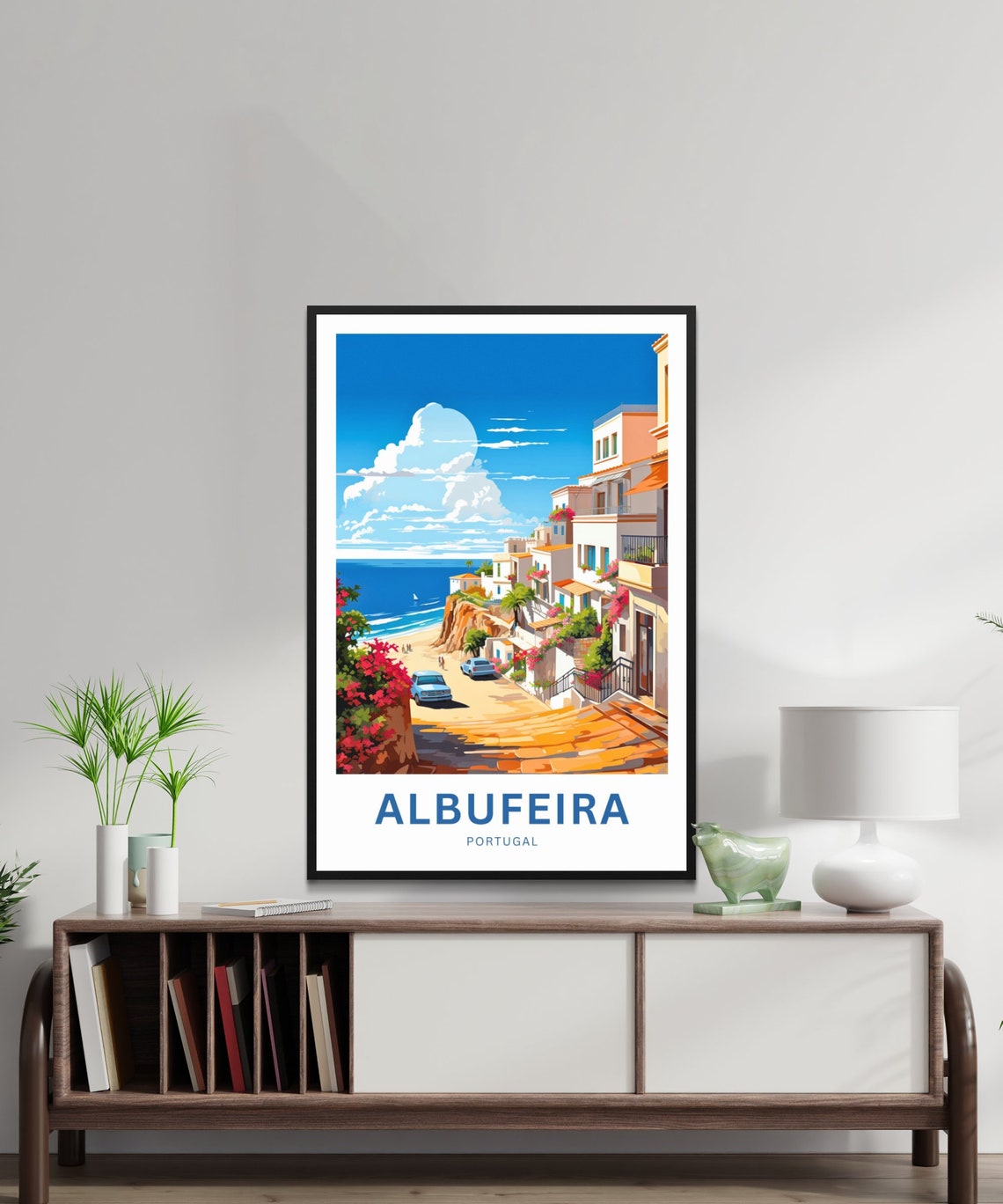 Personalized Scenic Albufeira Portugal Cliff Beach Travel Poster - Image 2