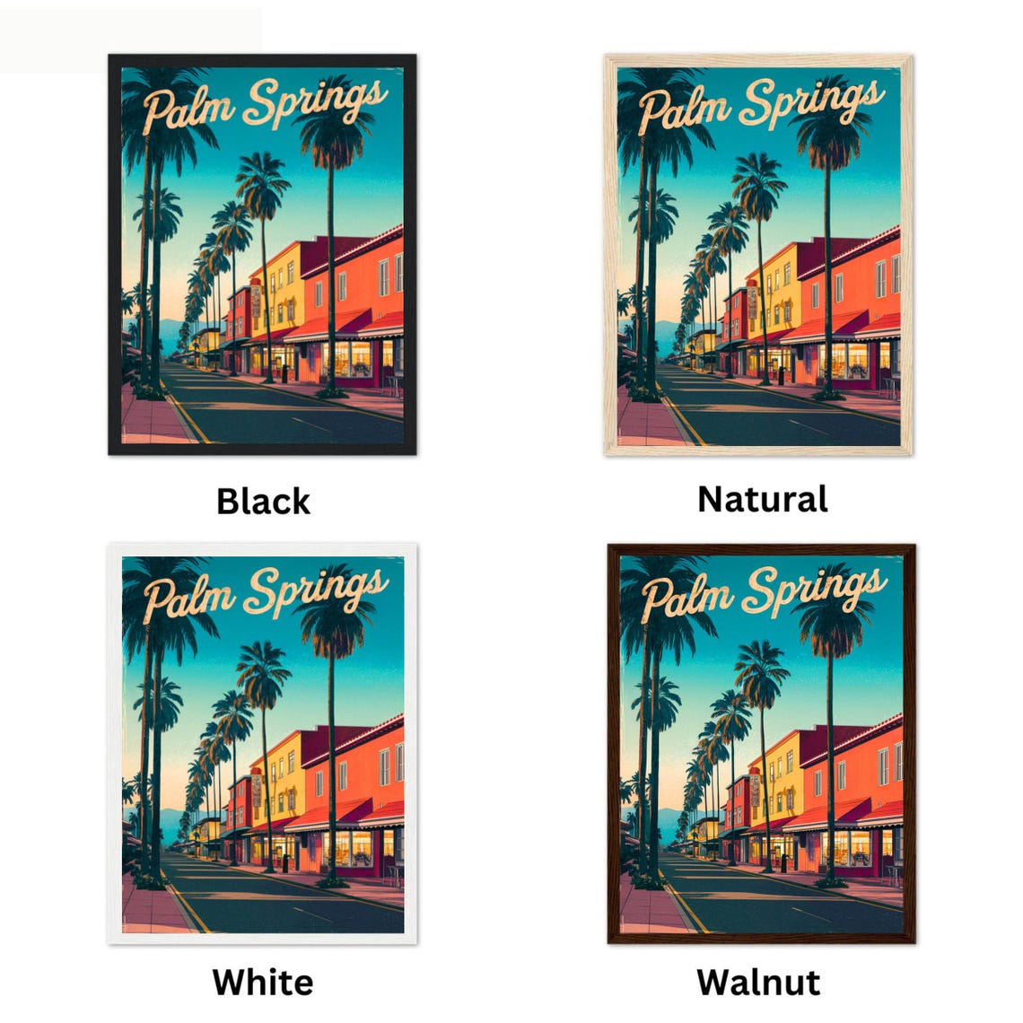 Palm Springs California Vintage Street Poster Tall Palms Sunset Scene - Image 4