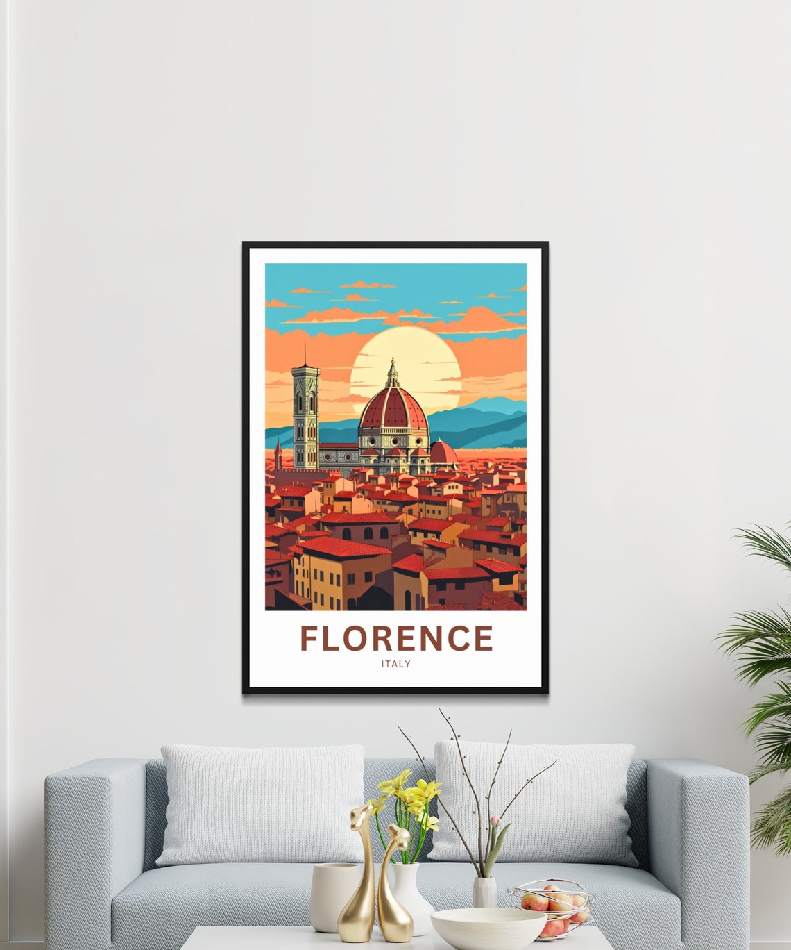 Florence Italy Sunset Duomo Vintage Travel Poster Personalized Gift - Image 3