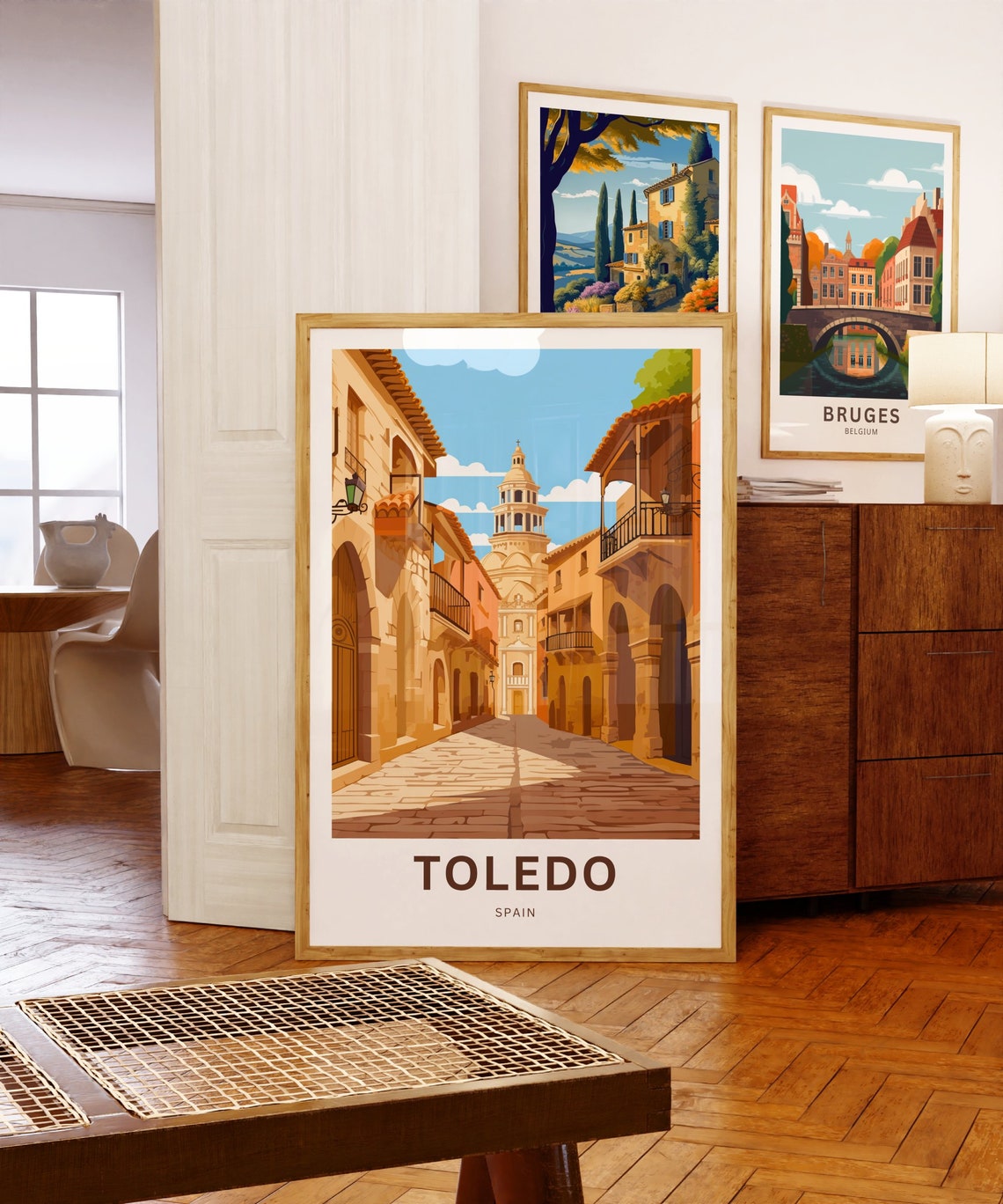 Personalized Toledo Spain Old Town Street With Church Tower Poster - Image 5