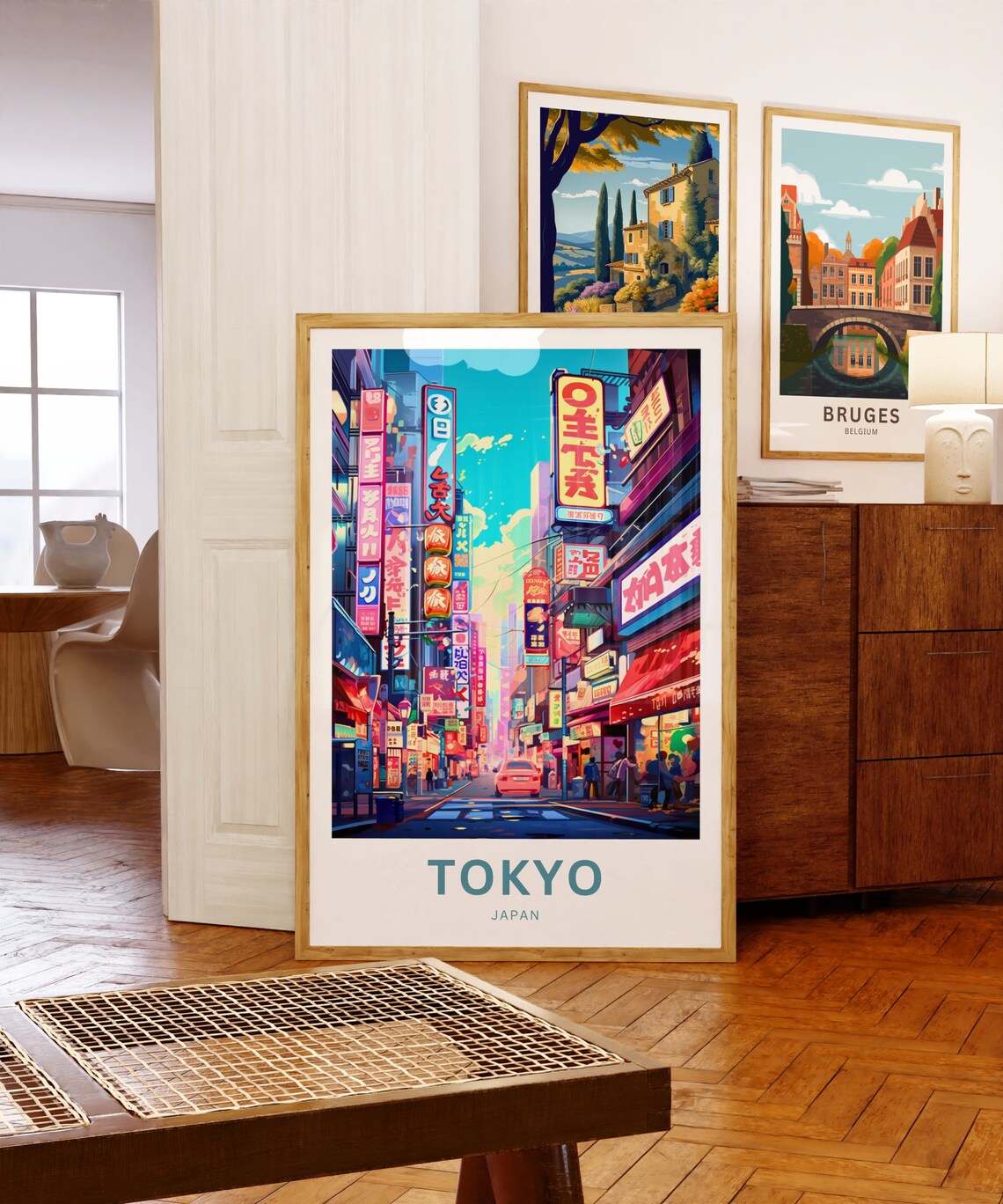 Tokyo Japan Travel Poster Neon Signs Street Night City Lights Art - Image 5