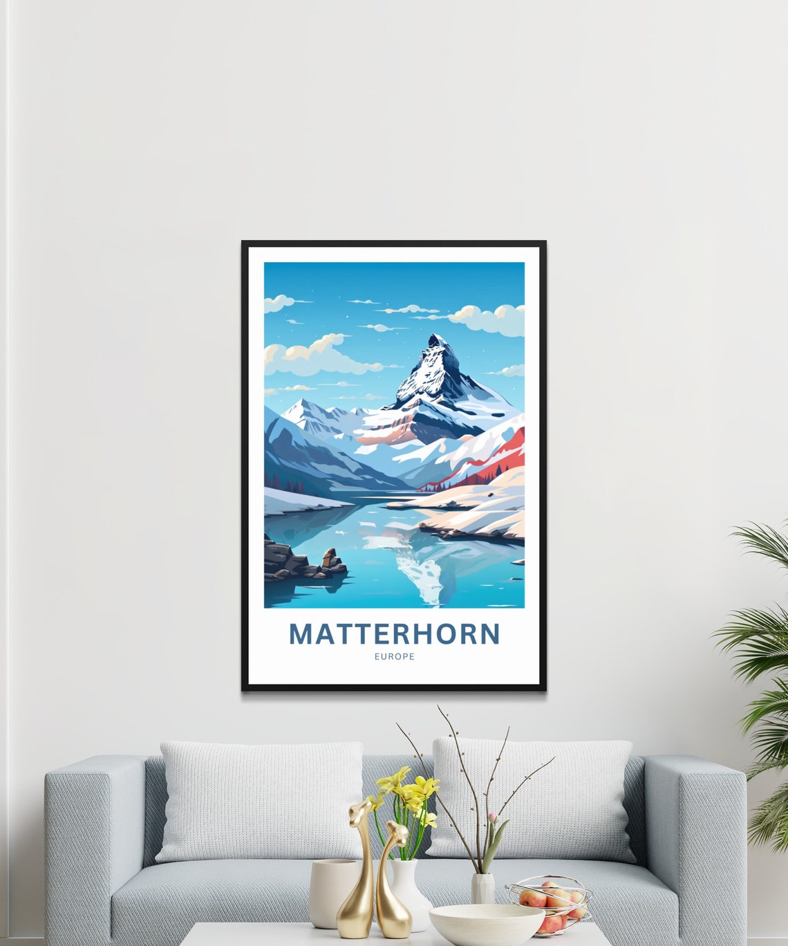 Matterhorn Europe Mountain Peak Mirrored Alpine Lake Travel Poster - Image 2