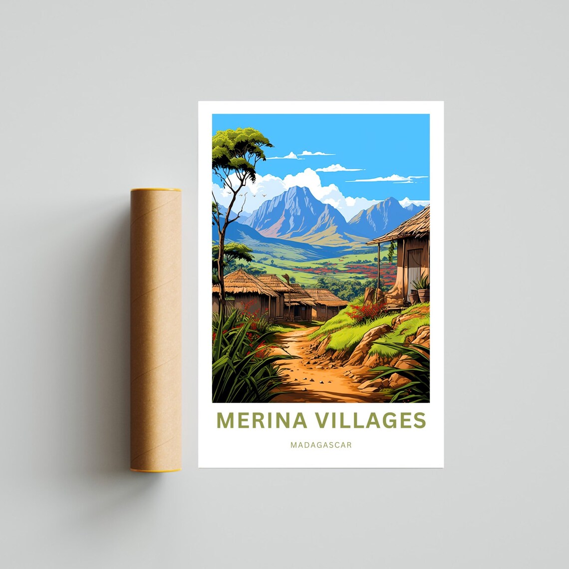 Merina Villages Madagascar Thatched Village Hills Travel Poster - Image 4