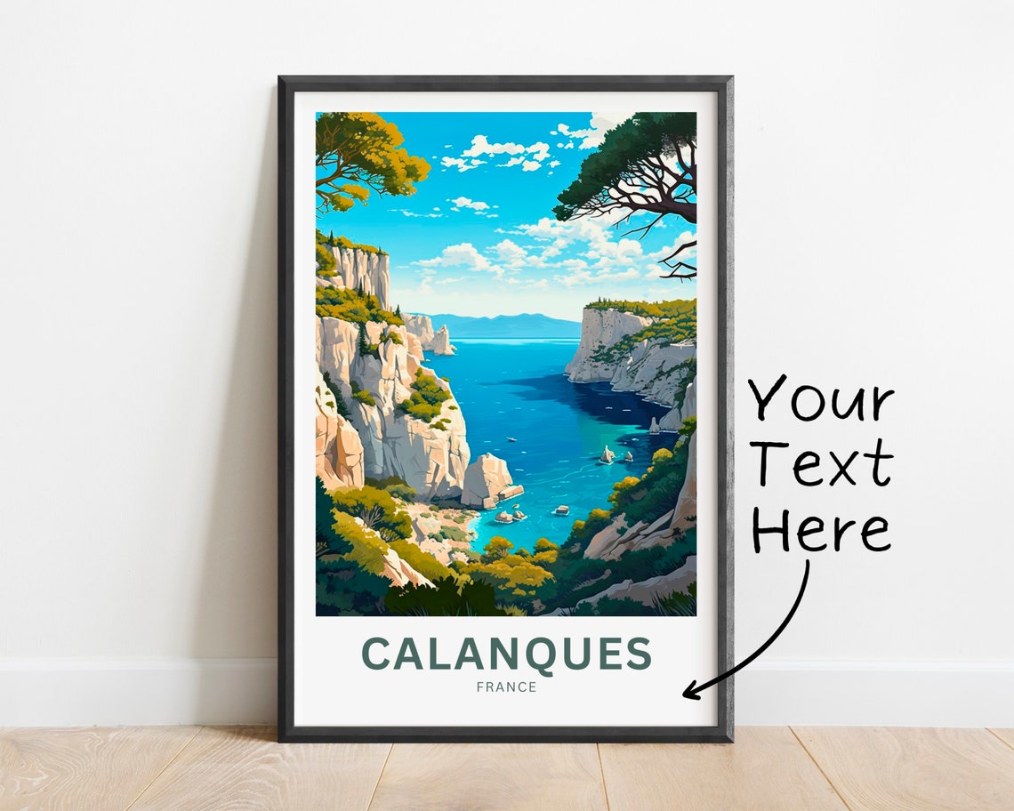 Personalized Calanques France Limestone Cliffs Cove Travel Poster