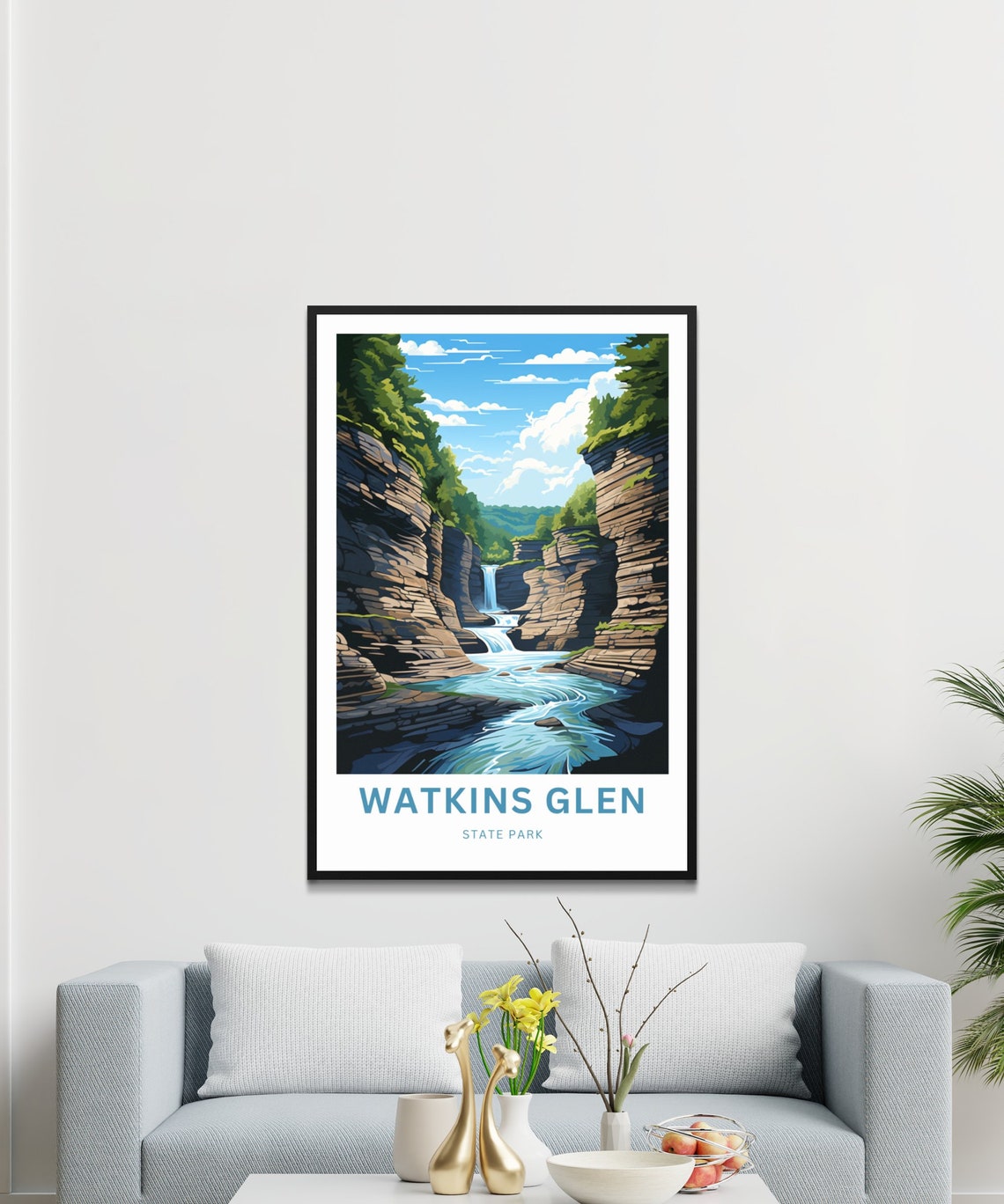 Watkins Glen State Park Waterfall Stream Rock Walls Travel Poster - Image 3