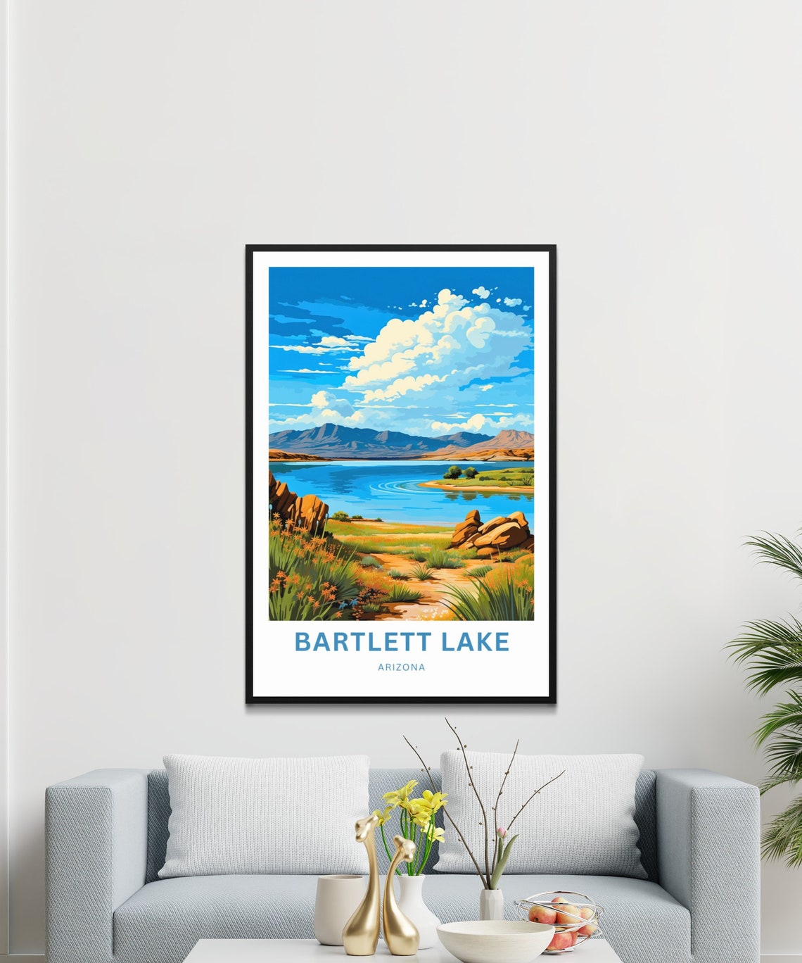 Personalized Bartlett Lake Arizona Blue Water Mountain View Poster - Image 3