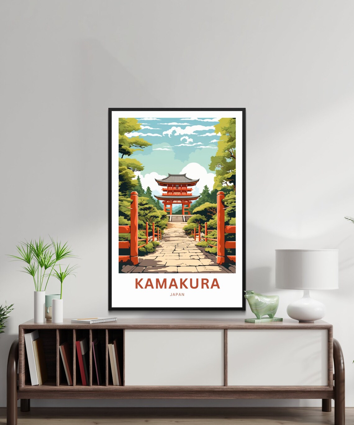 Kamakura Japan Temple Pagoda Garden Stone Path Travel Poster - Image 2