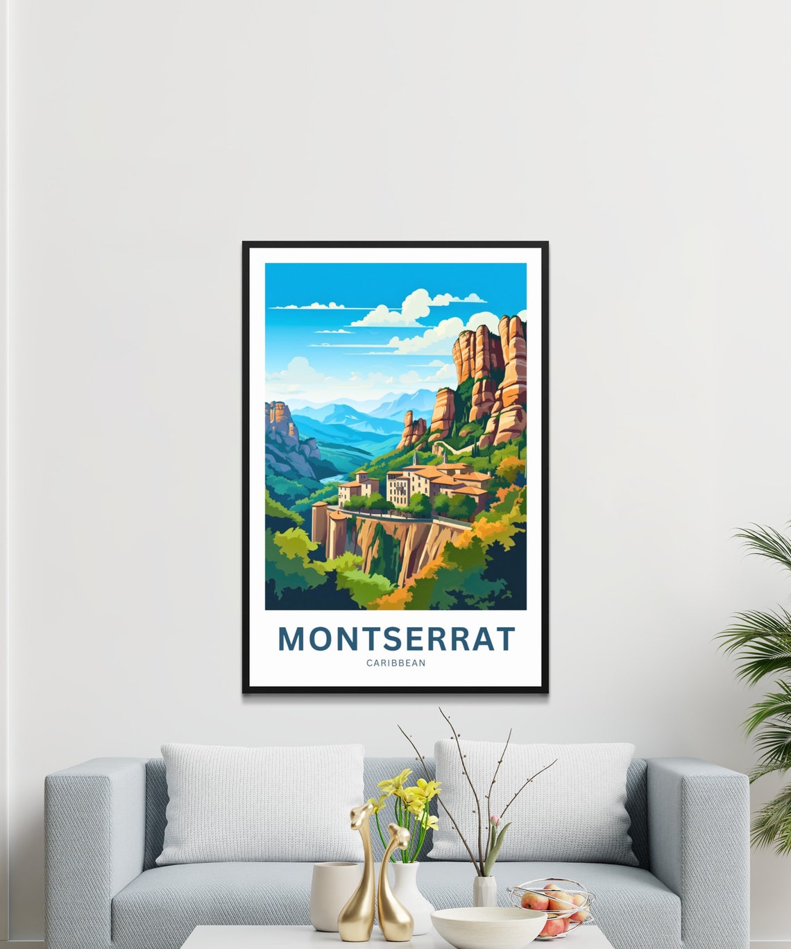 Personalized Montserrat Travel Print Montserrat Poster Caribbean Wall Art Framed Present Gift United Kingdom Present - Image 3