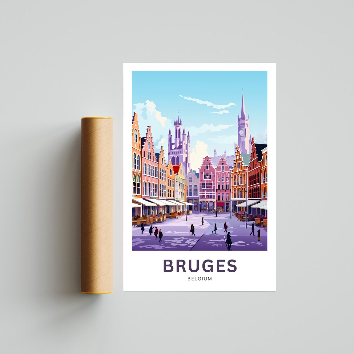 Bruges Belgium Old Town Square Colorful Historic Houses Travel Poster - Image 4
