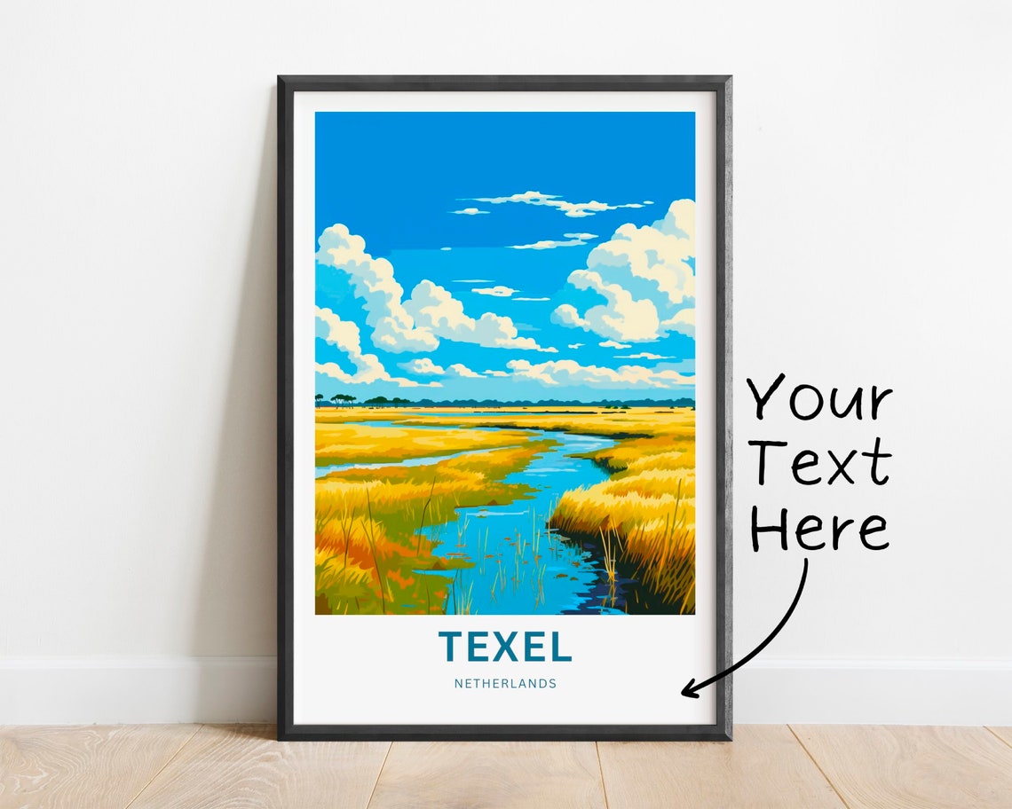 Texel Netherlands Personalized Travel Poster Marshland Dunes View