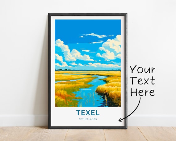 Texel Netherlands Personalized Travel Poster Marshland Dunes View