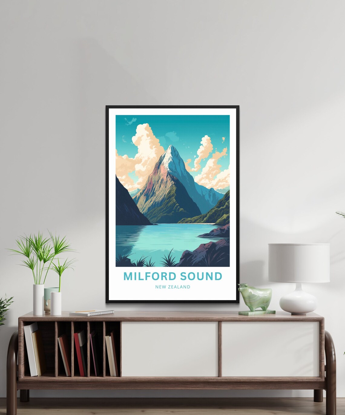 Milford Sound New Zealand Mitre Peak Fjord Waters Travel Poster - Image 2