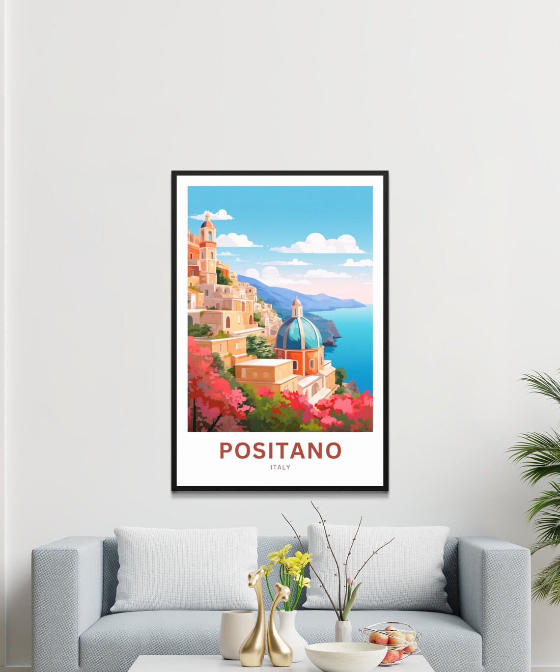 Positano Italy Custom Text Domed Church Cliffside Coast Travel Poster - Image 3