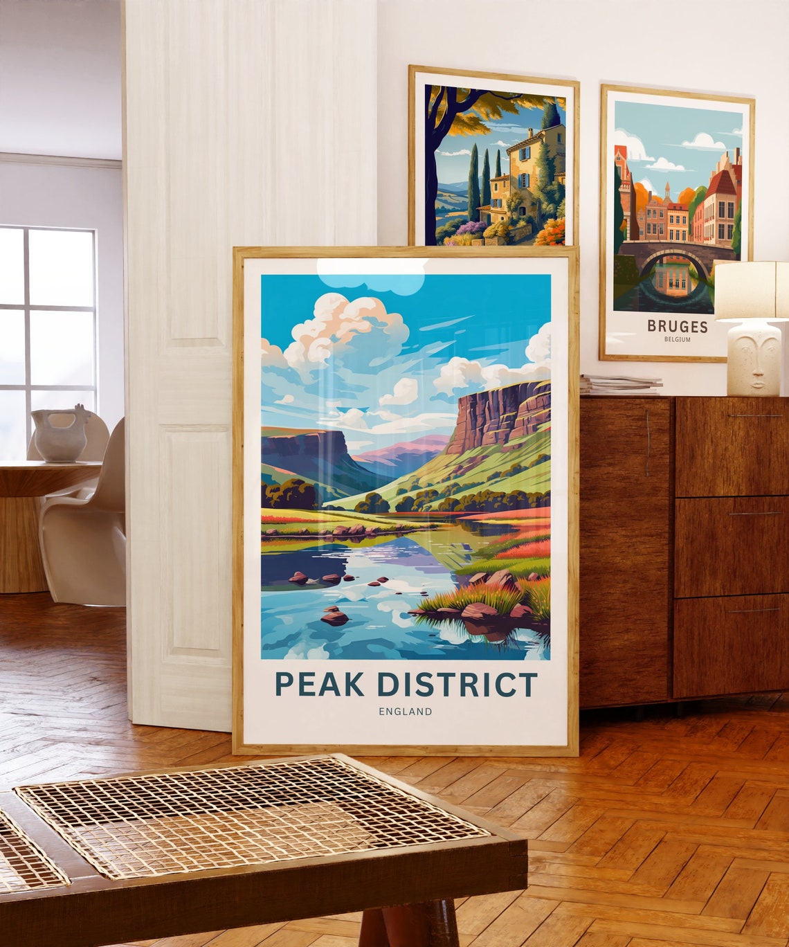 Peak District England River Valley Cliffs Countryside Poster - Image 5