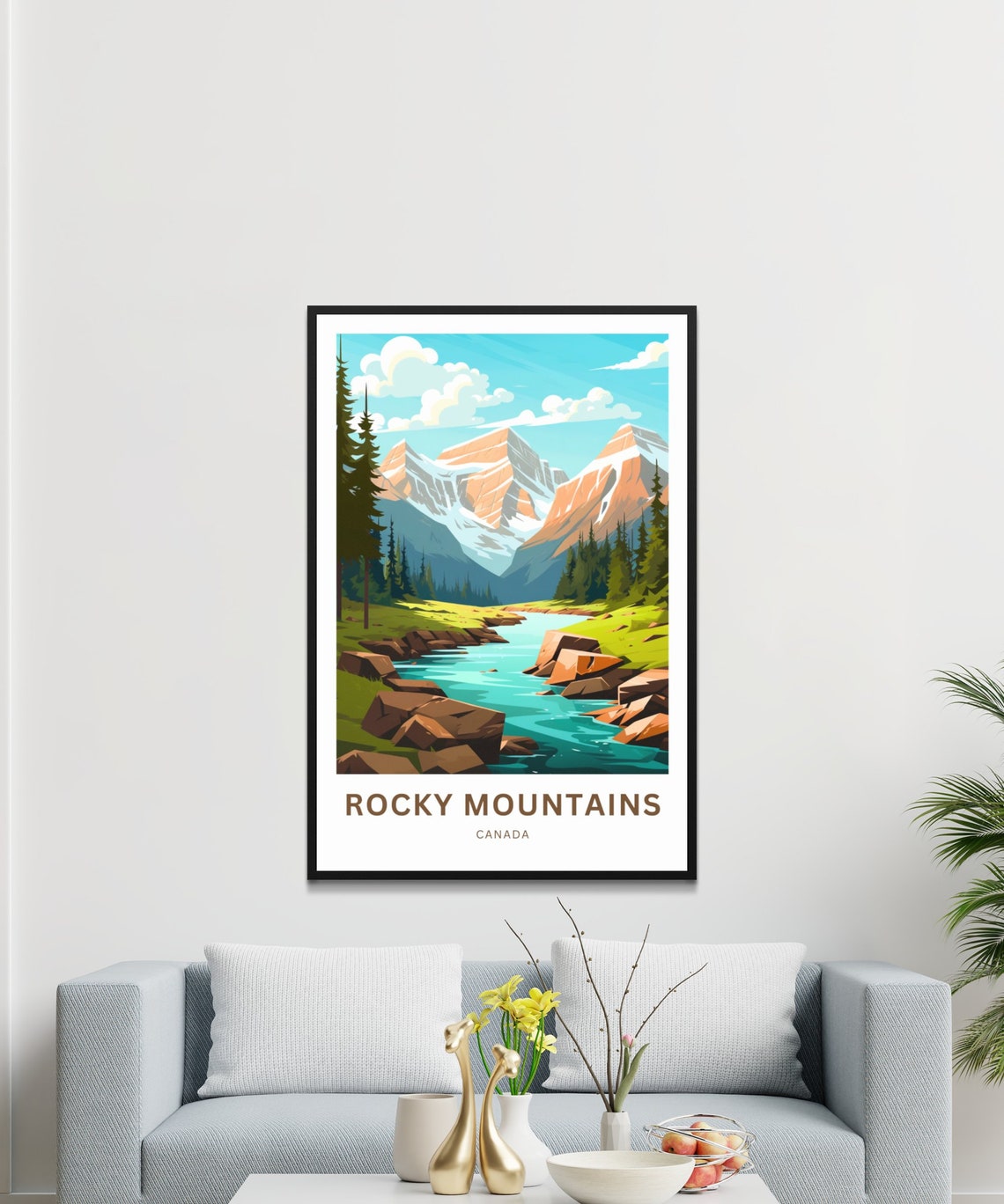 Personalized Rocky Mountains Canada River Valley Travel Poster - Image 3