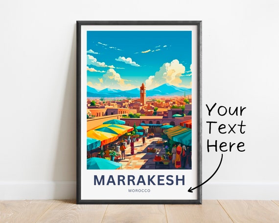 Personalized Marrakesh Travel Print Marrakesh Poster Morocco Wall Art Framed Present Gift Morocco Present