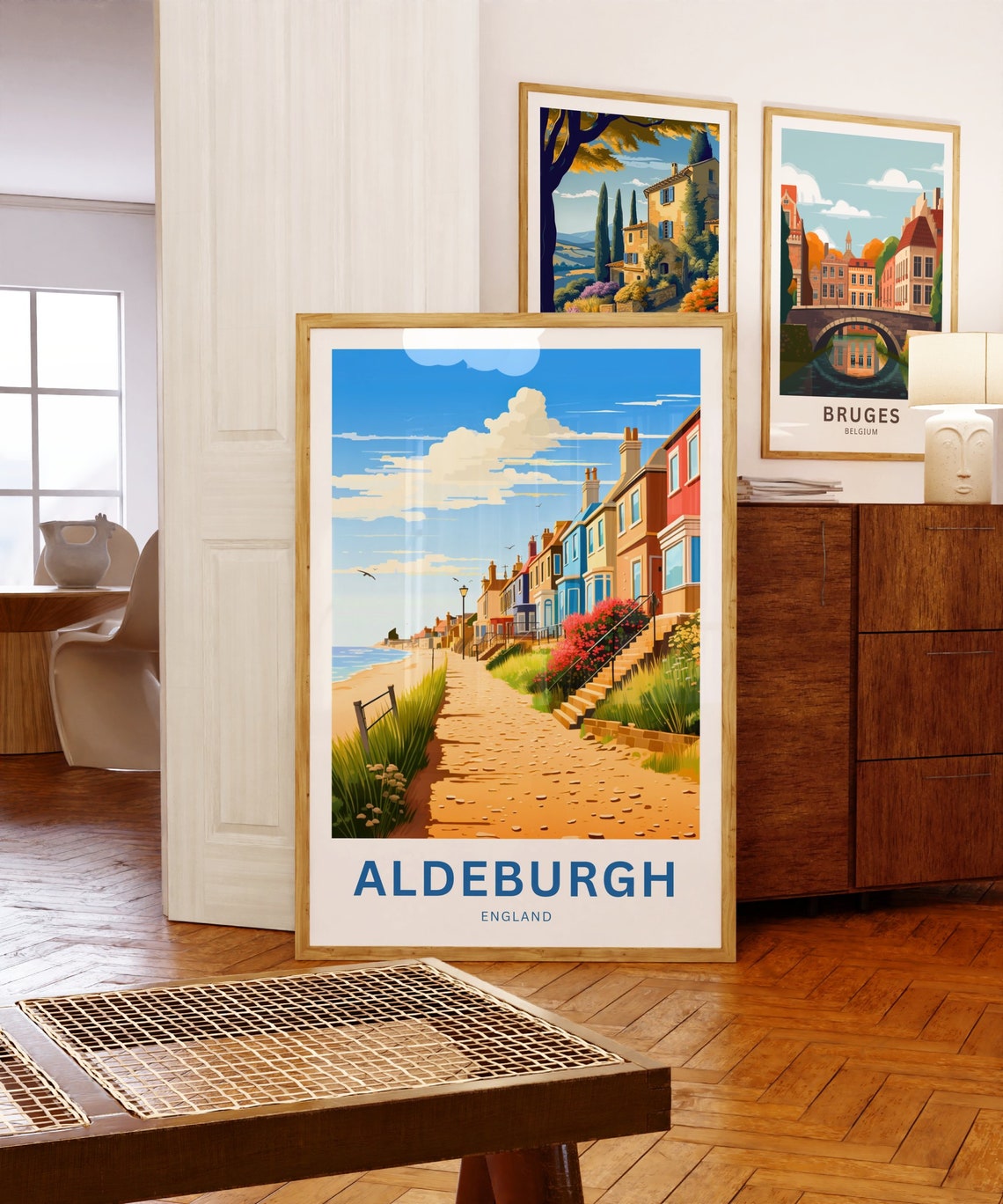 Aldeburgh England Beach Path Coastal Houses Personalized Travel Poster - Image 5