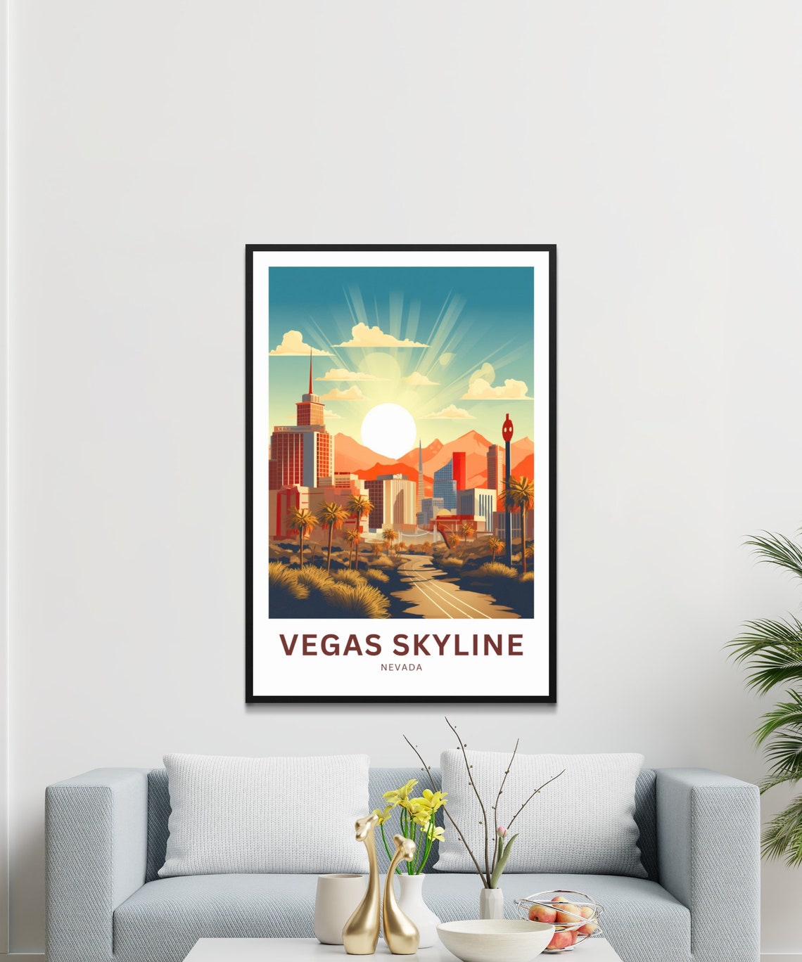 Personalized Vegas Skyline Nevada Desert Sunset Travel Poster - Image 3