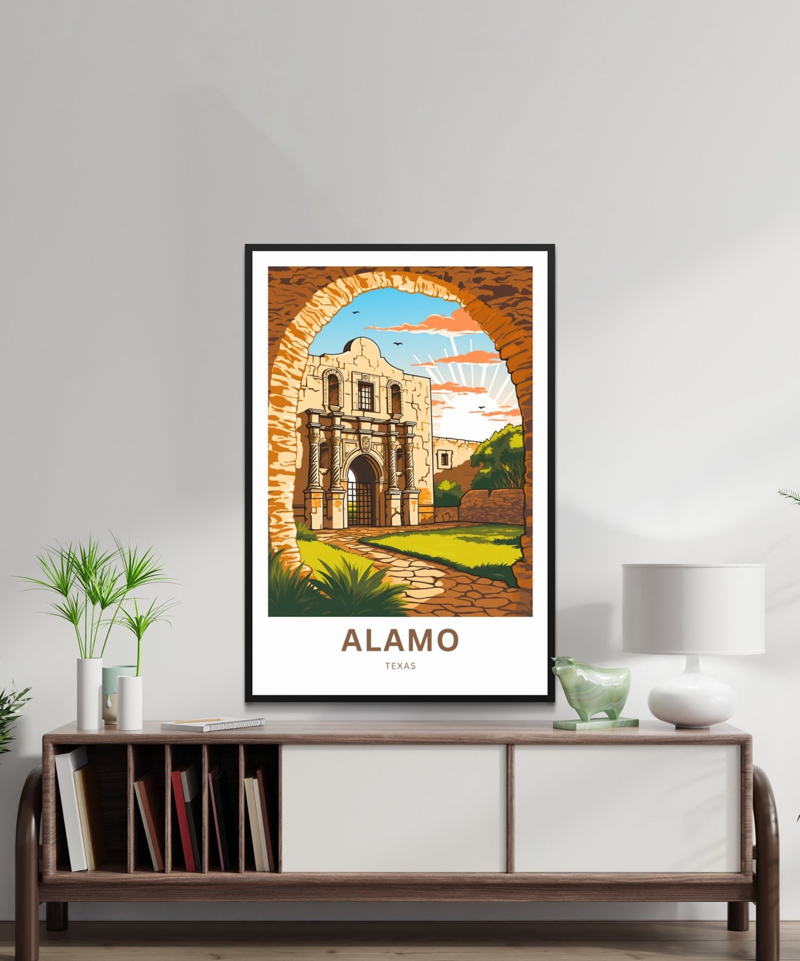 Alamo Texas Stone Arch Sunset View Personalized San Antonio Poster - Image 2