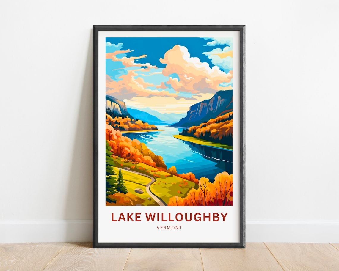 Lake Willoughby Travel Poster, Vermont Landscape