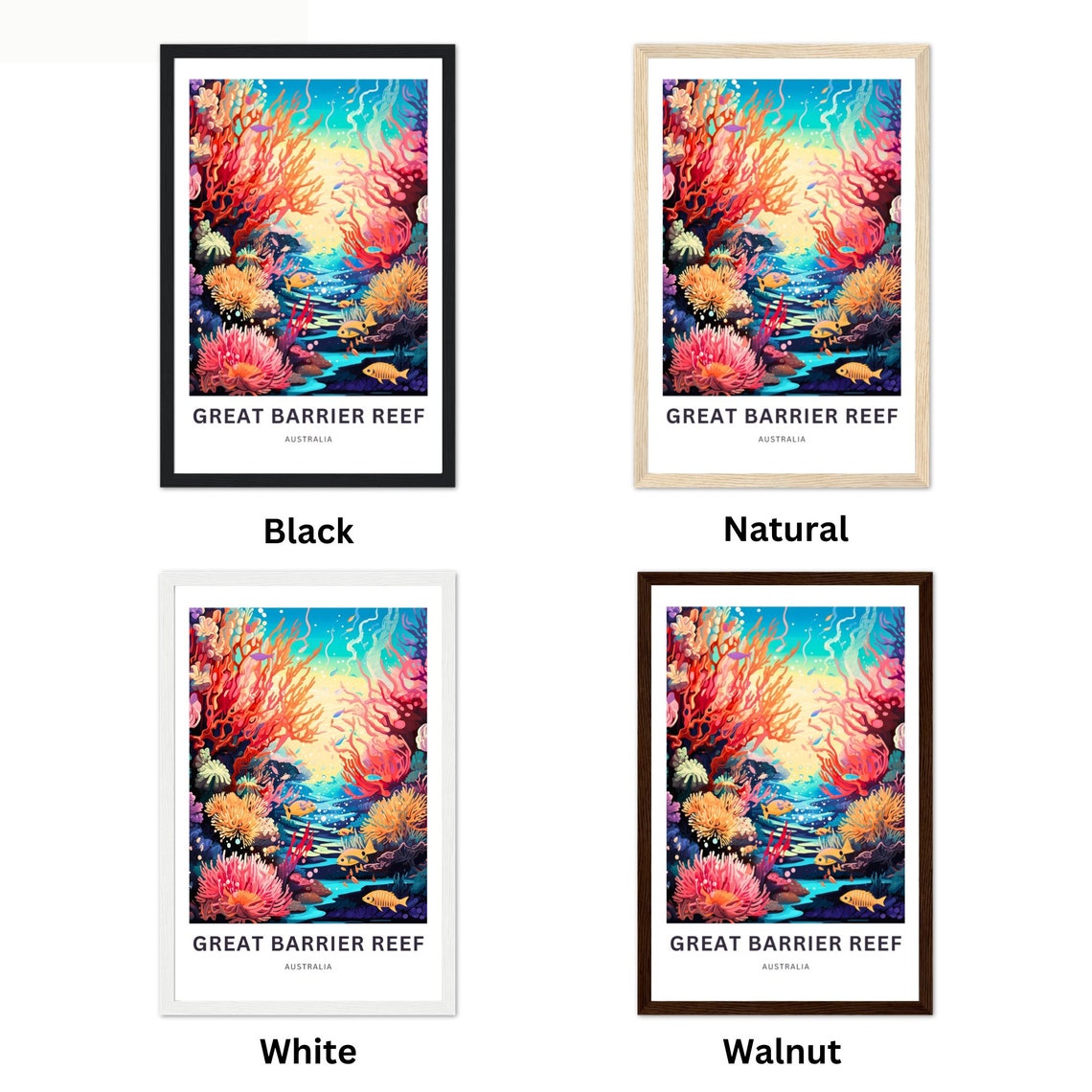 Great Barrier Reef Australia Bright Coral Canyon Reef Art Poster - Image 2