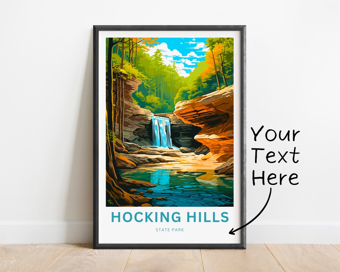 Hocking Hills State Park Sandstone Canyon Waterfall Scene Poster