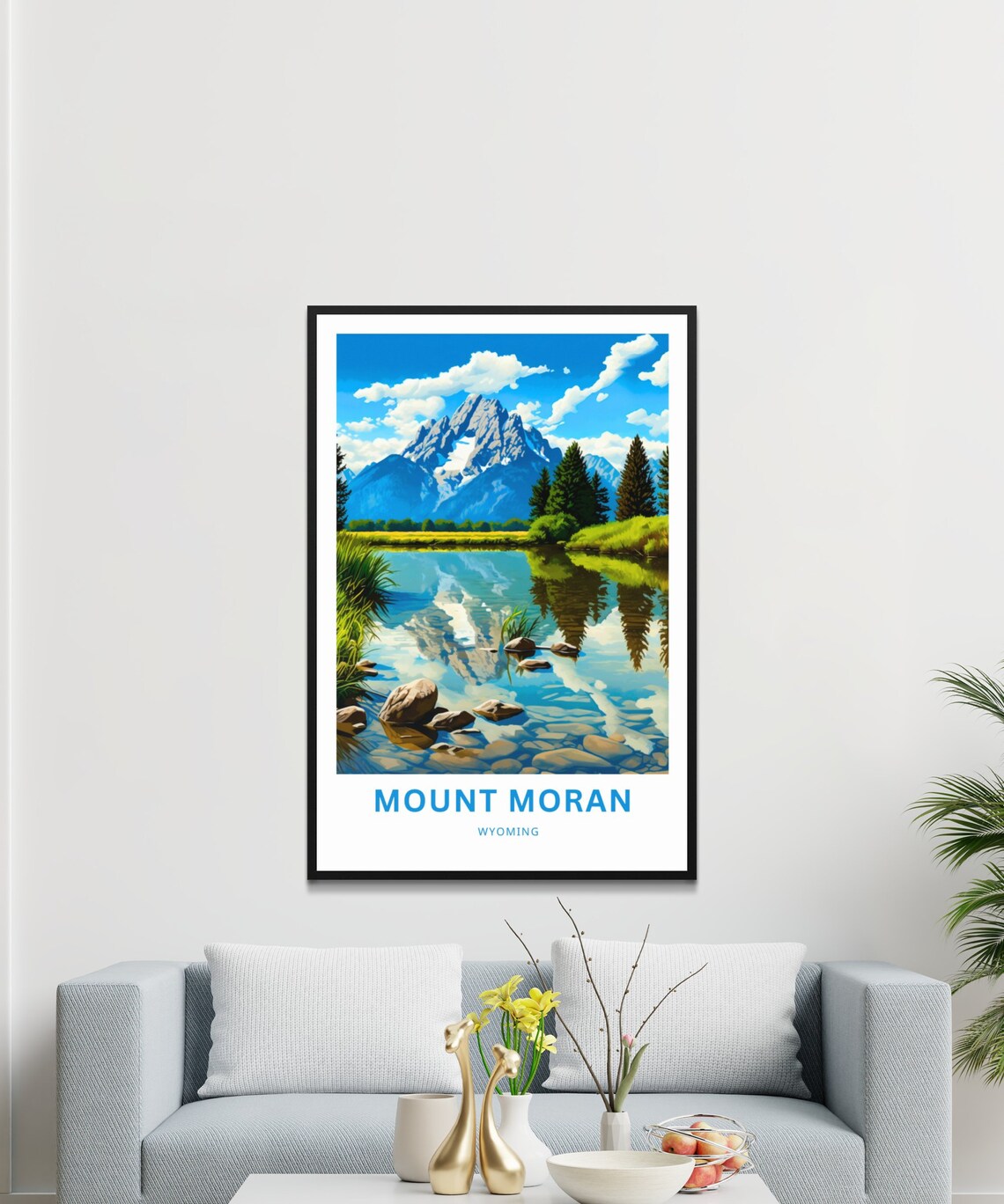 Mount Moran Wyoming Grand Teton Lake Reflection Travel Poster - Image 3