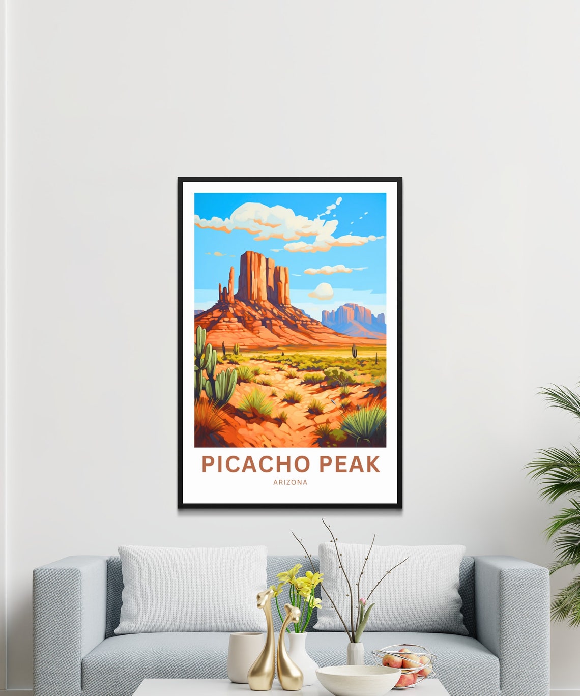 Picacho Peak Arizona Desert Red Rock Butte Cactus Travel Poster - Image 3
