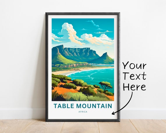 Personalized Table Mountain Travel Print Table Mountain Poster Africa Wall Art Framed Present Gift Africa Present