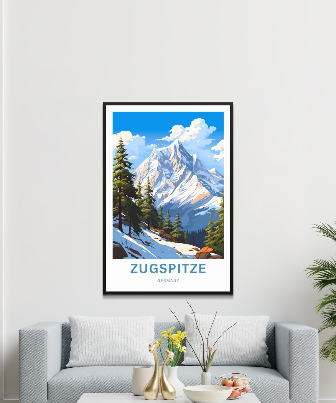 Zugspitze Germany Snowy Alpine Peak Pine Forest Travel Poster - Image 3