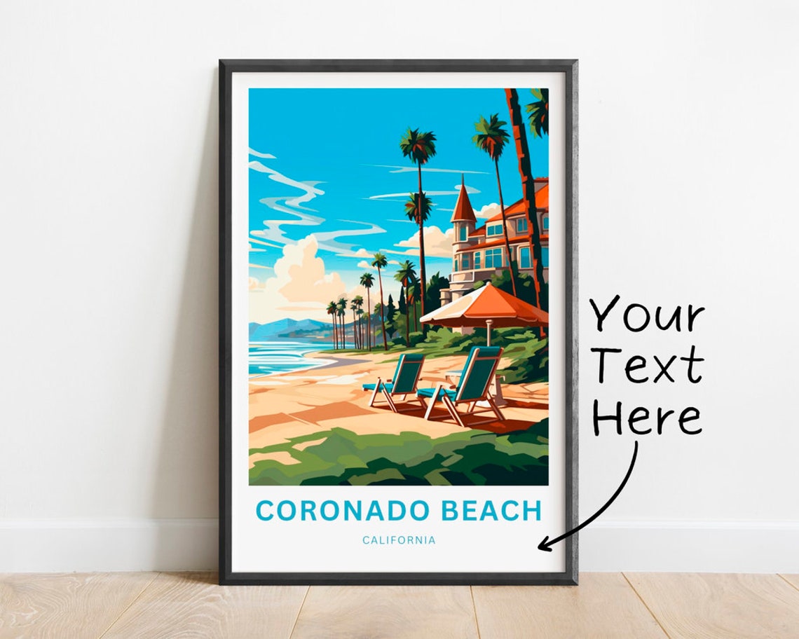 Personalized Coronado Beach California Custom Name Travel Poster
