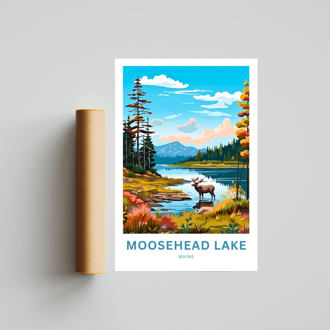 Personalized Moosehead Lake Travel Poster, Maine - Image 4