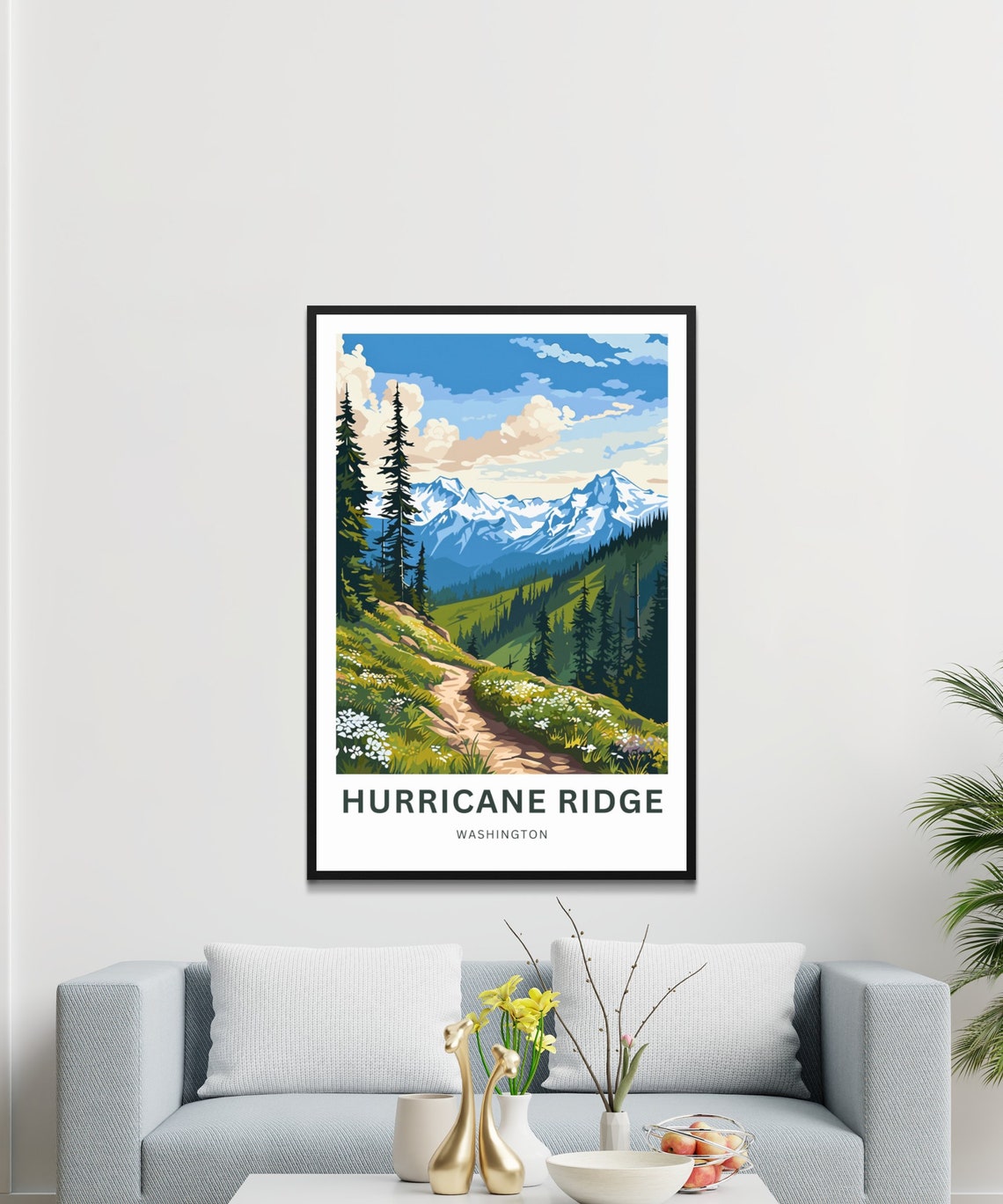 Personalized Hurricane Ridge Washington Wildflower Trail Travel Poster - Image 3