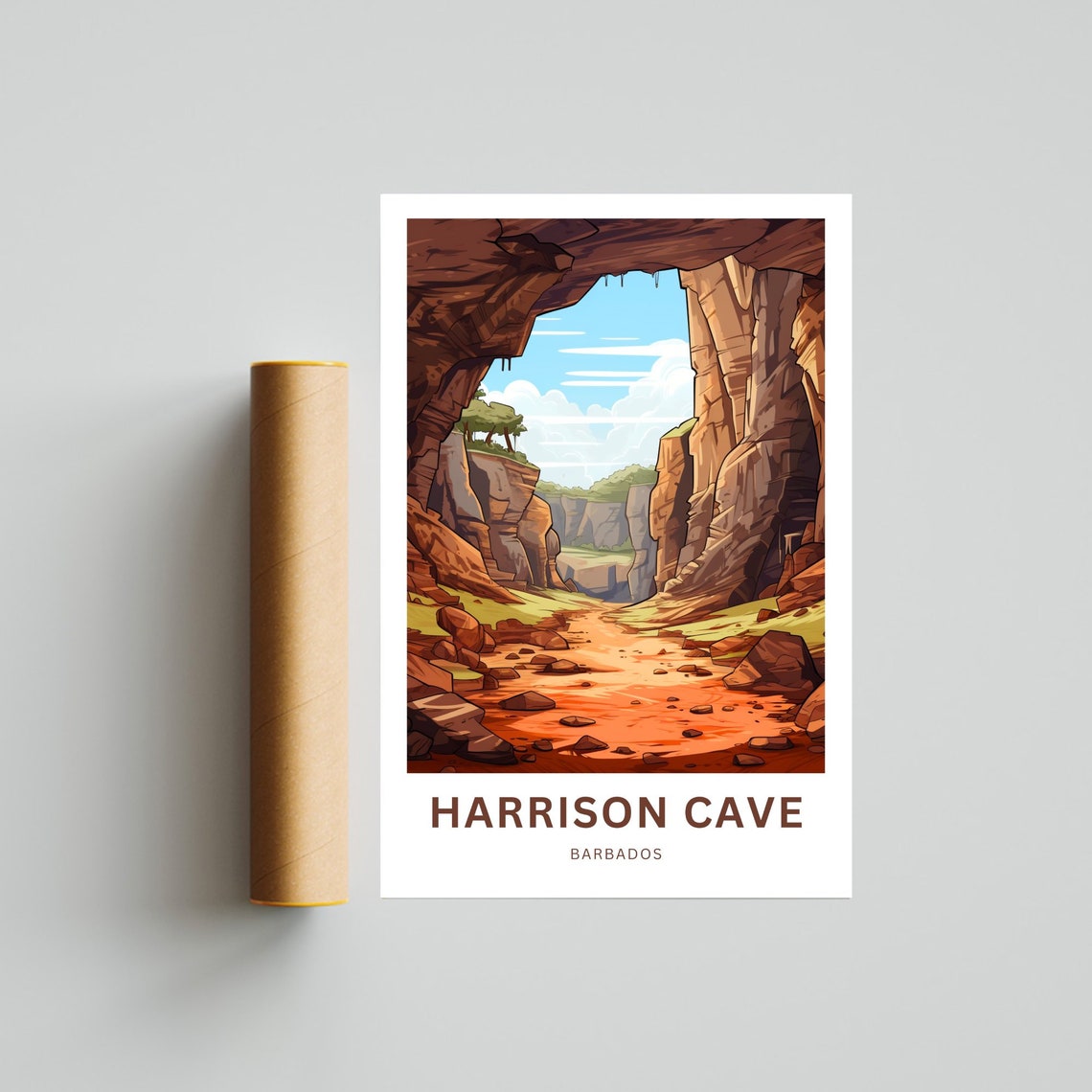 Harrison Cave Barbados Personalized Red Canyon Cave Travel Poster - Image 4
