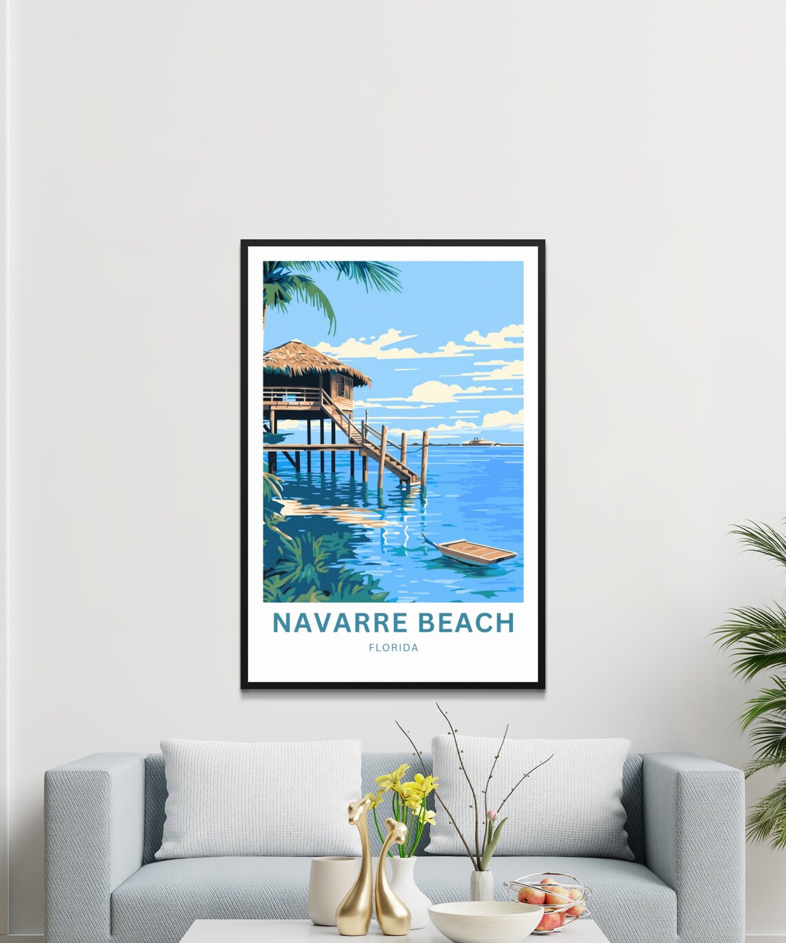 Navarre Beach Florida Stilt House Overwater Tropical Travel Poster - Image 4