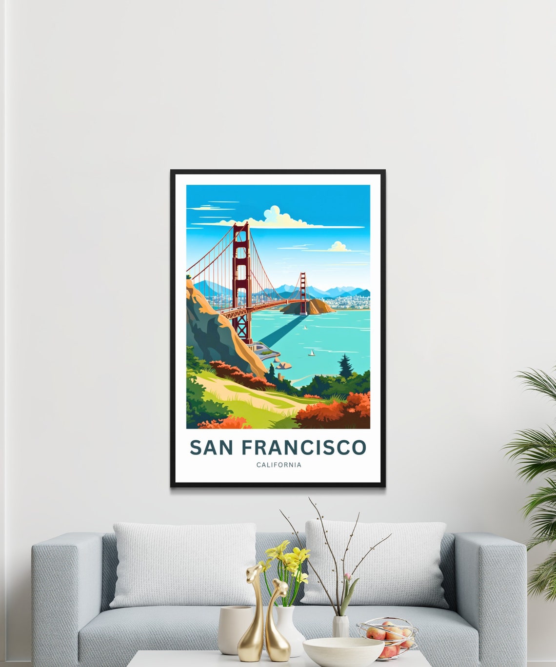 San Francisco California Golden Gate Bridge Bay View Travel Poster - Image 3