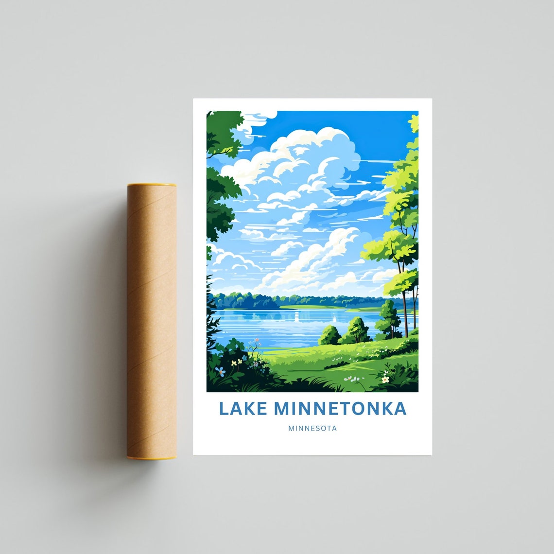Lake Minnetonka Minnesota Summer Meadow Shoreline Scene Poster - Image 4