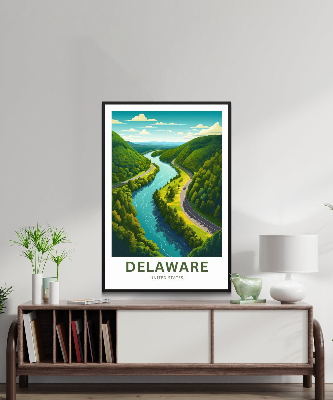 Delaware River Valley Forest Road Custom Text Travel Poster USA - Image 2