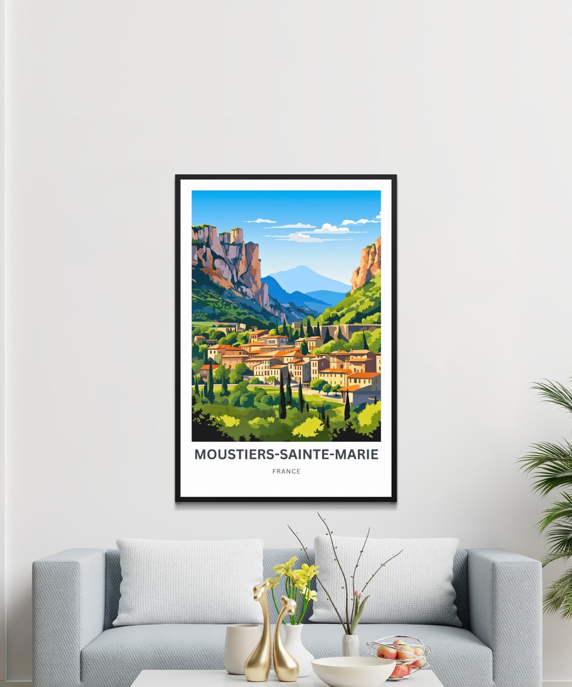 Moustiers-Sainte-Marie France Cliffs Village Greenery Travel Poster - Image 3