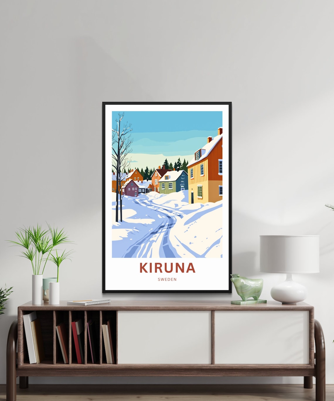 Kiruna Sweden Winter Village Street Snow Scene Travel Poster - Image 2